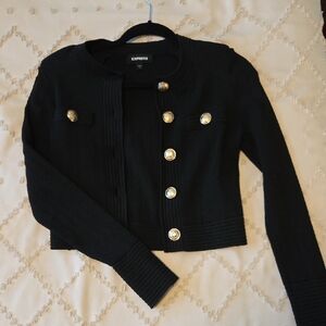 Express Black Cardigan with Gold Buttons
